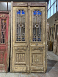 Antique Door with Cast Iron Detailing – Original Historic Wooden Entrance, 146x286cm