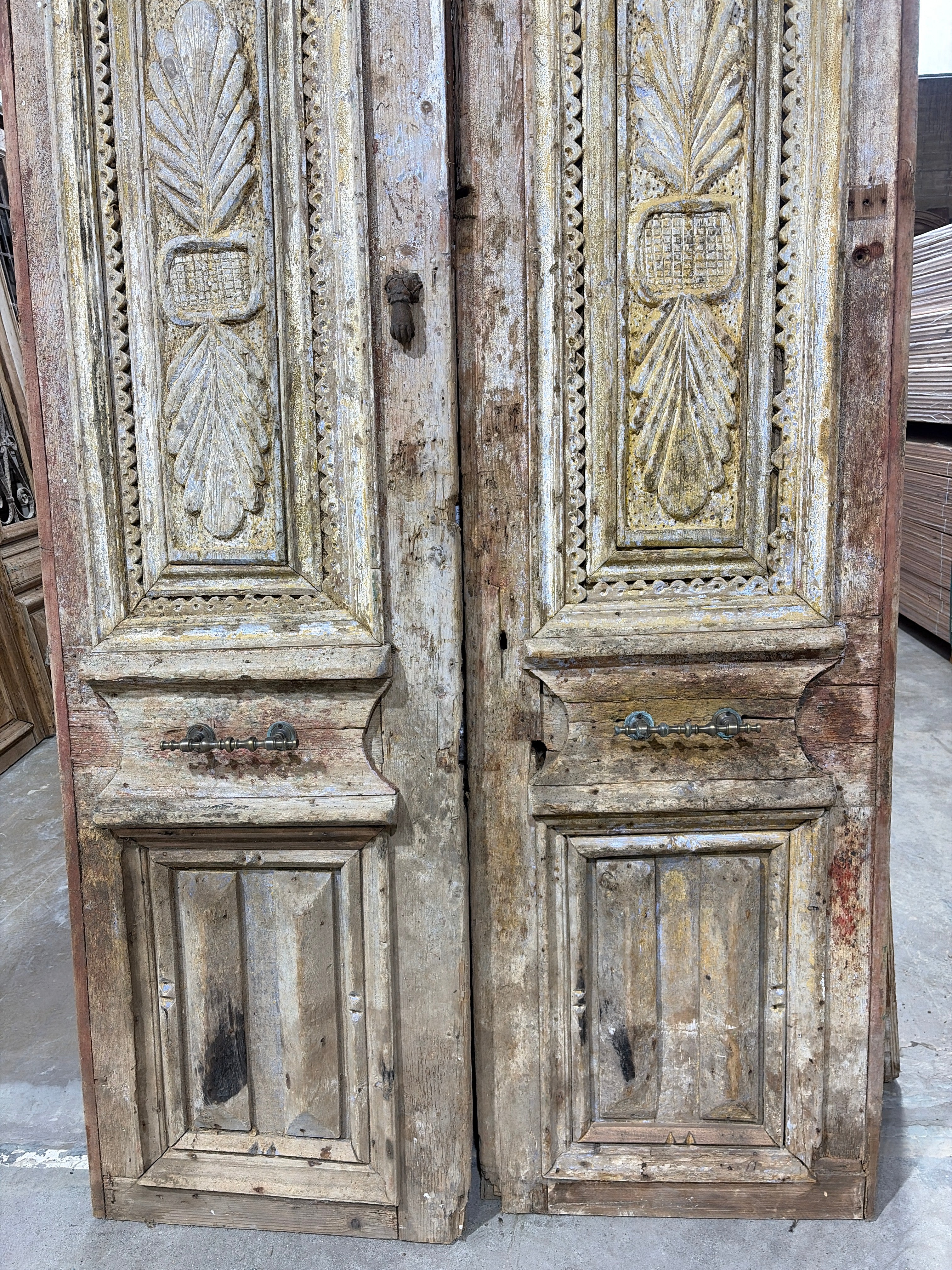 Antique wooden door with hand-carved details