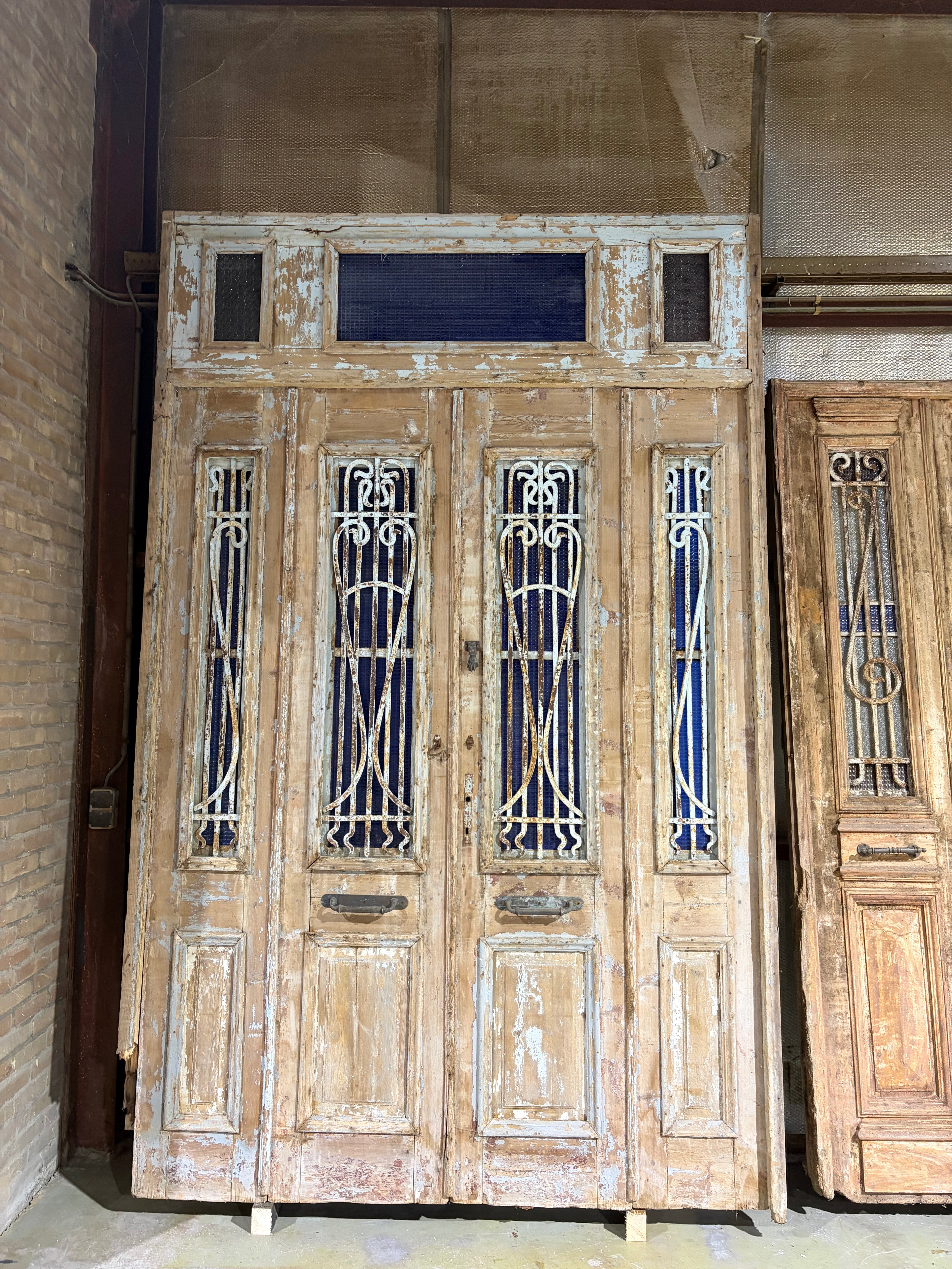 Unique antique door with cast iron